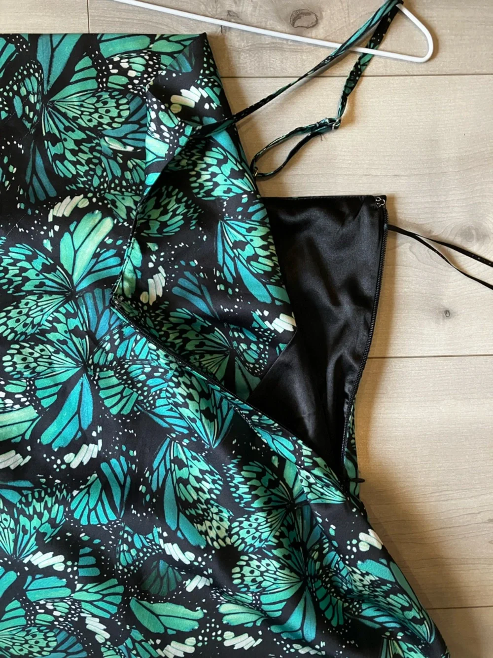 Simons Teal and Black Butterfly-Print Mini Dress in size medium - Picture 9 of 13